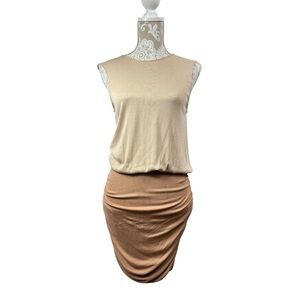 Torn By Ronny Kobo Size Small Blouson Dress Ruched Bodycon Skirt Ribbed